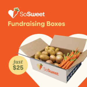 So Sweet $25 fundraising vegetable box filled with fresh, locally grown carrots, potatoes and seasonal produce.