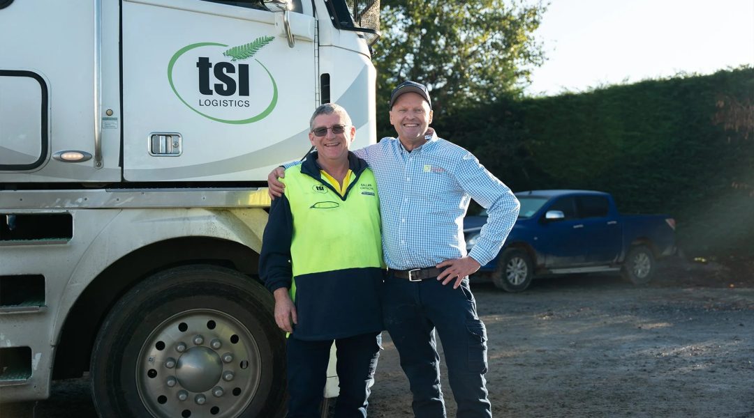 So Sweet logistics partnership with TSI driver beside transport truck, highlighting distribution support.